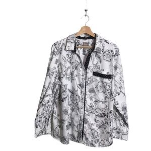 Chico’s Plus Size 3/16-18 Outline Lady Rose Dot-Trim Button-Down‎ Shirt